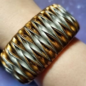 Twist wrap cuff bracelet silver gold tone